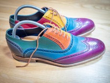 Barker Mens Valiant Multi-Coloured Hand Painted Lace-Up Brogue Shoes UK 6 1/2
