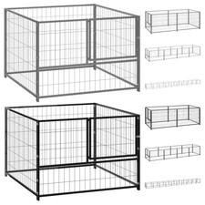Dog Kennel Steel Outdoor Puppy Enclosure Runs Silver/Black Multi Sizes vidaXL