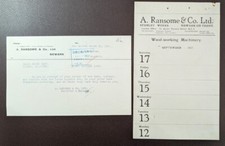 1927 & 1932 A. Ransome Newark Woodworking Machinery Letter & Calendar Page
