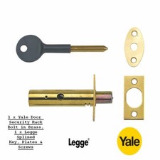 RACK BOLT 1 x YALE DOOR SECURITY BOLT,  BRASS FINISH WITH 1 x LEGGE SPLINED KEY