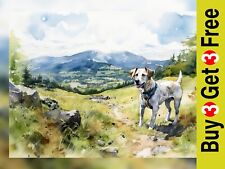 Happy Trail Dog 5"x7" Print on Matte Paper | Scenic Mountain Watercolor Painting