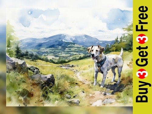 Happy trail dog - print, on