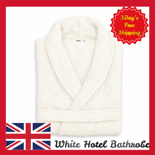 Unisex white hotel bathrobe - white,