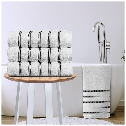 3pk striped towels 100 - striped, 100%