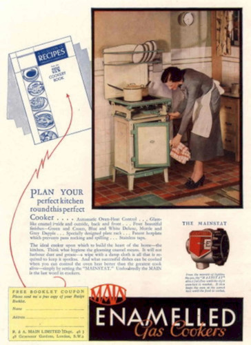 Enamelled gas cooker 1930s - enamelled,