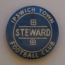 Ipswich Town Football Club Steward Tin Pin Badge 1960s/1970s RARE Blue White VGC