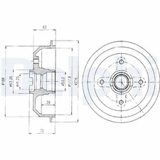Rear Brake Drum Delphi BF107 Fits Ford Fiesta Braking System