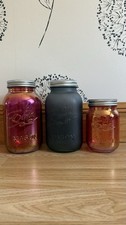 3 x Eerin 633 Mason Jars With Lids Iridescent and Grey