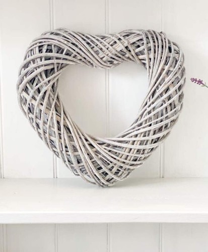Rustic grey wicker heart - heart, 40cm