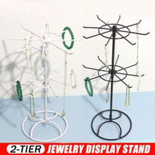 Jewelry Rotating Ring Display Holder Organizer Necklace Stand Rack 16 Hooks UK