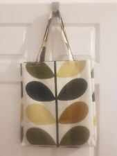 Orla Kiely oilcloth giant stem seagrass green blue tote bag shoulder laptop bag