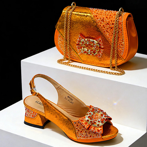 Women elegant orange high heel - elegant,