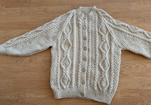 Ladies aran cardigan natural - aran,