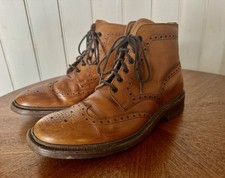 Loake 1880 Burford Tan Brown Leather Derby Brogue Boots UK Size 8.5, F US 9.5