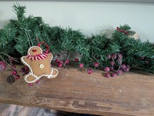 2m Length Of Christmas Garland For Fireplace etc Berries,Lights, Gingerbread Men