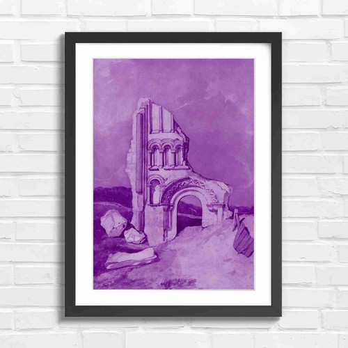 Ruined stone arch with arched - ruined,