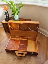 Vintage Wooden Chest Haberdashery Sewing Box Handmade Carpenters Toolbox Rare 