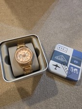 Fossil Womens Watch ES3003 Stella Rose Gold Round Crystals Ladies With Box