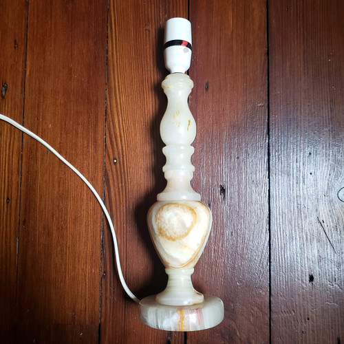 Vintage onyx table lamp - vintage, white