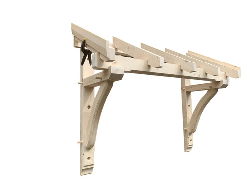 Wooden pine flat roof - , porch