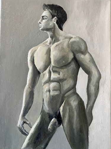 Nude man original oil - nude, painting