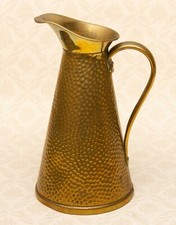 Joseph Sankey & Sons Large Solid Hammered Brass Pitcher Jug JS&S Vintage