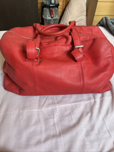Leather red hold all bag - m&s,