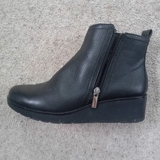 Tu Womens Sole Comfort  Ankle Boots UK Size 4 black faux leather side zip