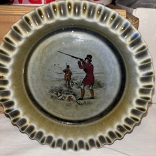 Vintage Irish Porcelain Ashtray Wade Co Armagh Green Hunting Scene Dogs Ireland