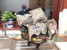 Large old model ship 17" tall