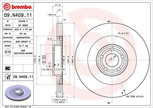 Brembo n409 brake disc - brembo,