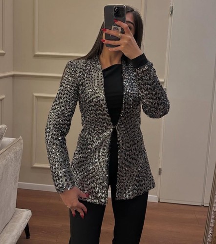 Zara black silver sequinned - zara,