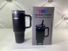 flip Tumbler Stainless Steel Insulated Travel Mug with Straw and Lid