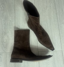 Alluminio Suede Winkle Picker Boots Size 40 Brown Suede