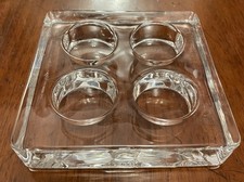 Crate and Barrel Quattro Candle Tea Light Holder Clear Glass Heavy VGC