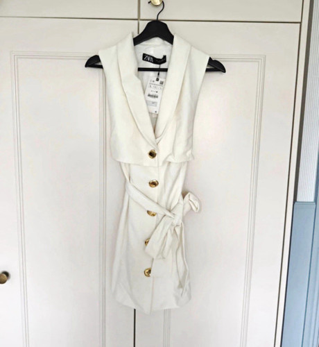 Zara white sleeveless belted - zara,