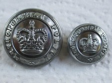 2x OBSOLETE British:"METROPOLITAN POLICE BUTTONS" (24mm-16.5mm, 1950s-1960s Era)