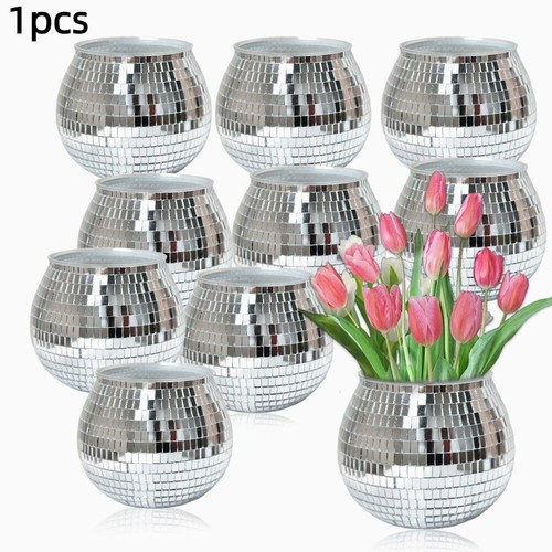 Disco ball flower vase - vase, silver