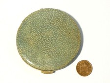 Vintage KIGU Shagreen Ladies Powder Compact Mirror with Stratton Puff 