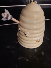 Ceramic Bee Honey Pot Wooden