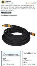 Hozelock Porous Soaker Hose 15m with Connectors Microporous Hose for Flowerbeds