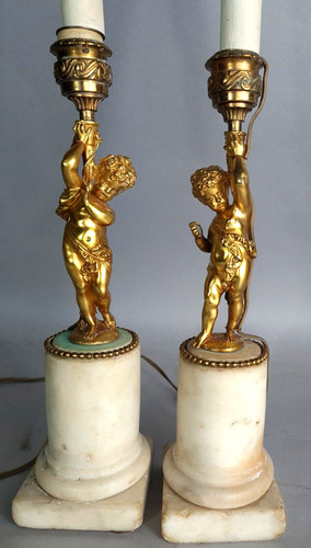 Pair gilt bronze cherub - gilt,