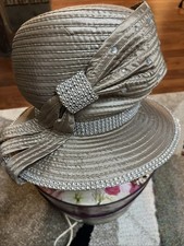 Taupe Fashion Hat Rhinestones