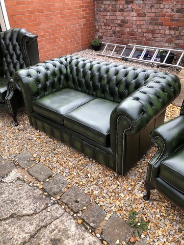 Antique green leather