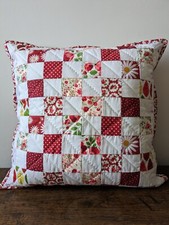Beautiful handmade quilted patchwork cushion fully lined - with pad and zip
