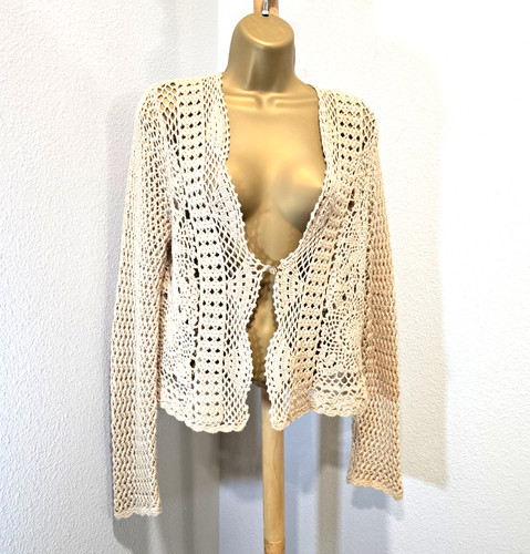 Open crochet knit cardigan - crochet,