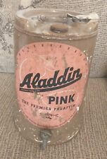 LARGE VINTAGE ALADDIN PINK PARAFFIN CAN IN FAIR CONDITION 17 INCHES TALL