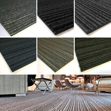 Striped CARPET TILES Grey Blue Black Stripes Hard Wearing Office Shop School