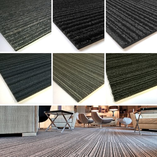Striped carpet tiles - carpet, grey