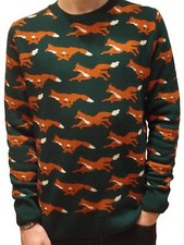 MENS NEW retro indie vtg run & fly running fox jumper